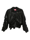 Diesel Belted Jacket In Boiled Leather In Black