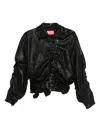 Diesel Belted Jacket In Boiled Leather In Black