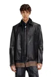 Diesel Leather Jacket With Embossed Oval D In Tobedefined