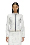 Diesel Leather Jacket With Plaster Effect In White
