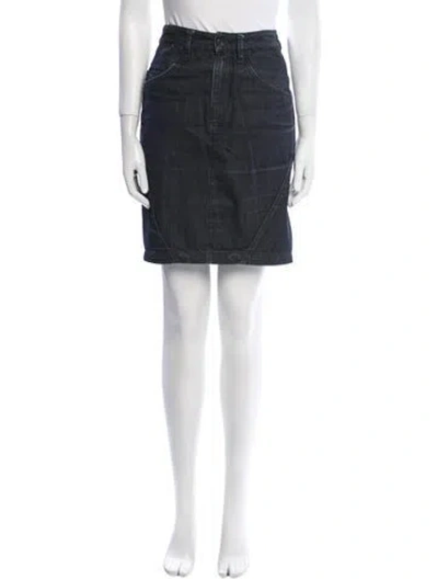 Pre-owned Diesel Leather Knee-length Skirt In Blue