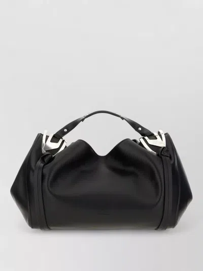 Diesel Leather Knot D Structured Handbag Top Handle In Black