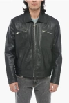 Diesel Leather Jacket With Embossed Oval D