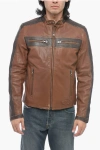 Diesel Leather L-muse Padded Jacket With Vintage Effect