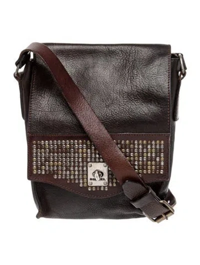 Pre-owned Diesel Leather Messenger Bag In Gray