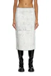 Diesel Leather Midi Skirt With Plaster Effect In White