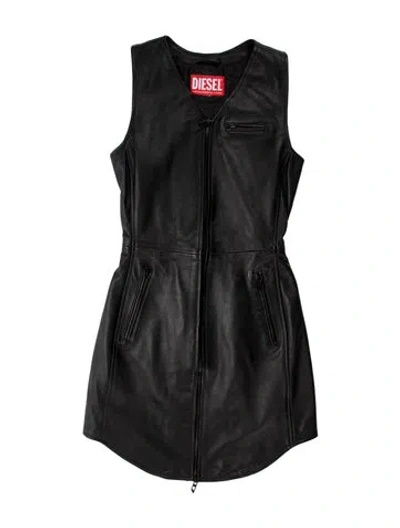 Pre-owned Diesel Leather Mini Dress In Black