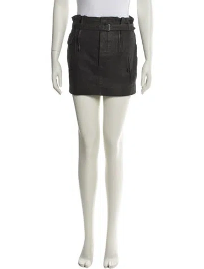 Pre-owned Diesel Leather Mini Skirt In Gray