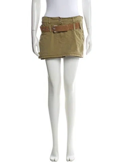 Pre-owned Diesel Leather Mini Skirt In Green