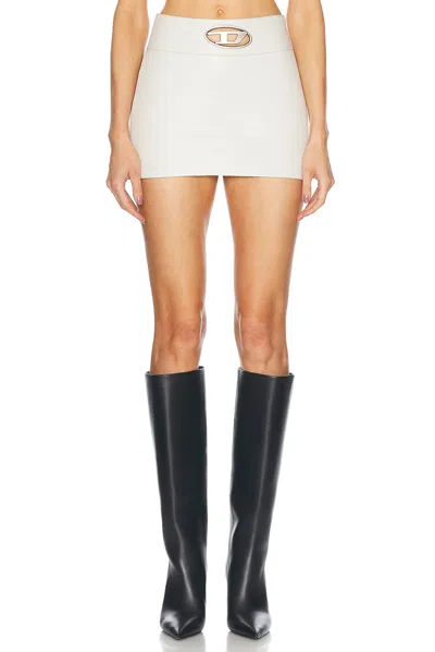Diesel Leather Mini Skirt In Off White