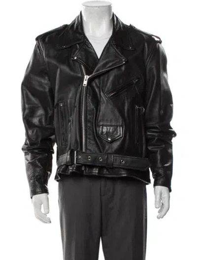 Pre-owned Diesel Leather Moto Jacket In Black