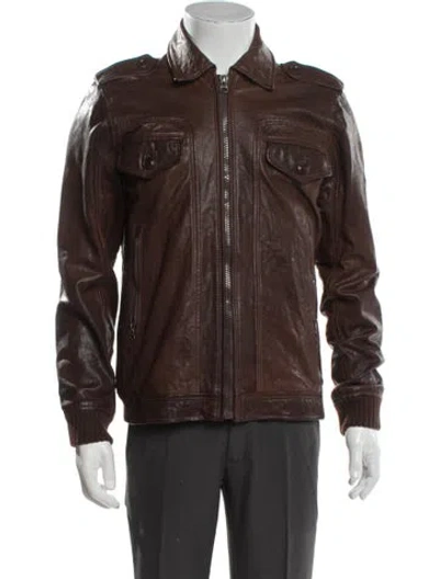 Pre-owned Diesel Leather Moto Jacket In Brown