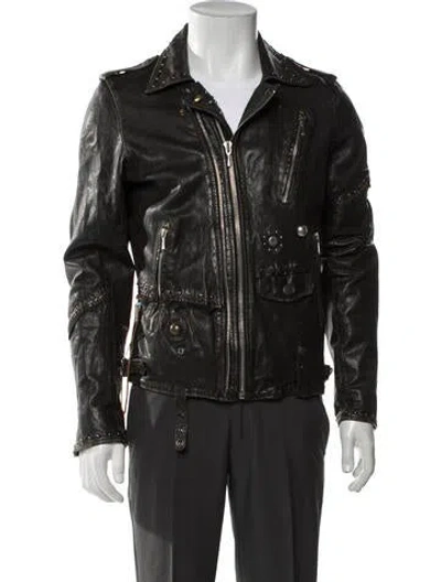 Pre-owned Diesel Leather Moto Jacket In Brown