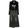 Diesel Hybrid Coat In Denim And Leather In Black