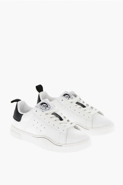 Diesel Leather S-clever Low-top Sneakers With Contrasting Details In White