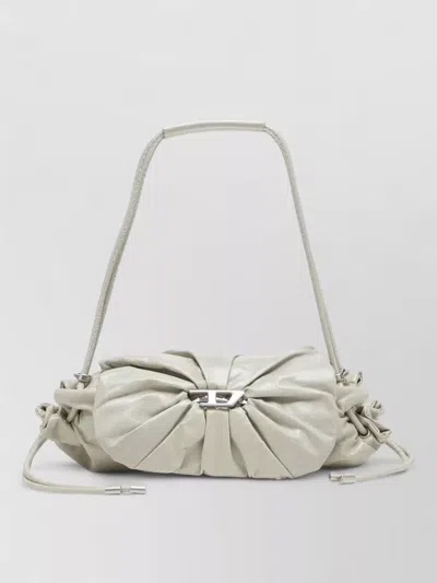 Diesel Leather Shoulder Bag Pleated Charms Strap