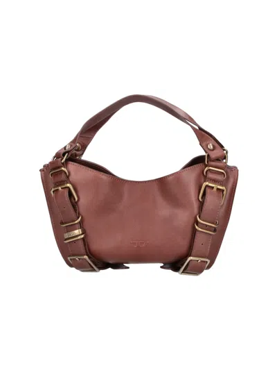Diesel Leather Shoulder Bag With Buckle Straps In Brown