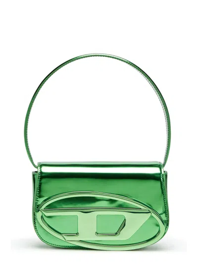 Diesel Leather Shoulder Bag With Frontal Monogram In Green