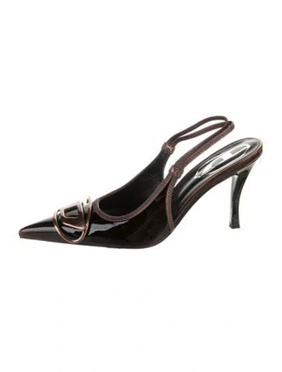Pre-owned Diesel Leather Slingback Pumps In Black