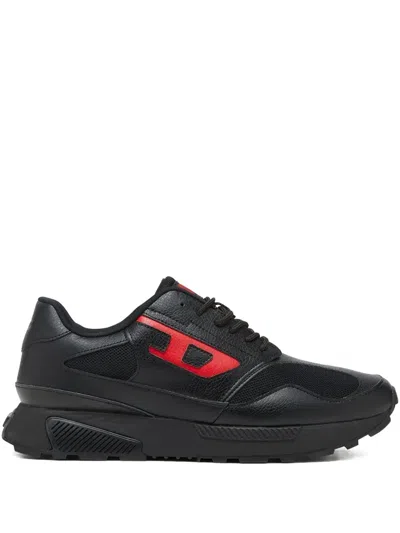 Diesel Leather Sneakers In Black