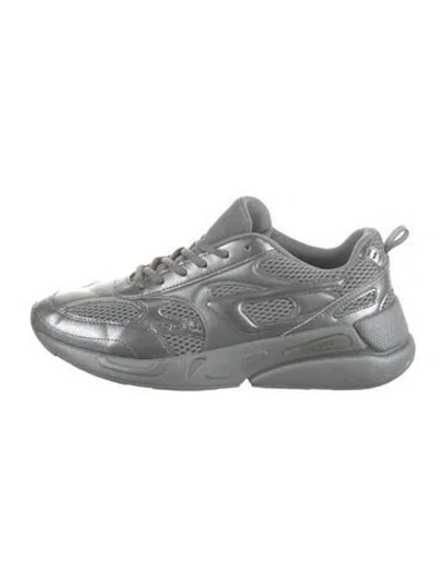 Pre-owned Diesel Leather Sneakers In Grey/metallic/silver