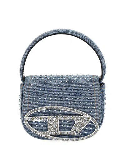 Diesel Xs 1dr Denim Crystals Top Handle Bag In Light Blue