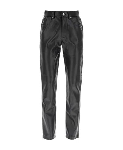 Diesel Leather-effect Straight-leg Trousers In Black
