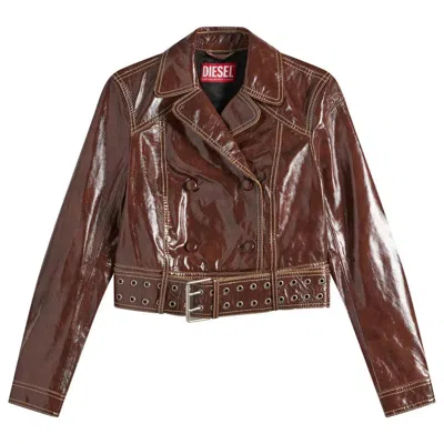 Diesel Patent-leather Jacket With Large Belt In Transparent