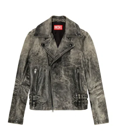 Diesel L-eon Biker Jacket In Gray