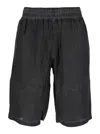 Diesel Leon Black Bermuda Pants With Elastic Waist And Two Rear Welt Pockets In Tech Fabric Man In Black