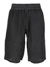 Diesel Leon Black Bermuda Pants With Elastic Waist And Two Rear Welt Pockets In Tech Fabric Man In Black