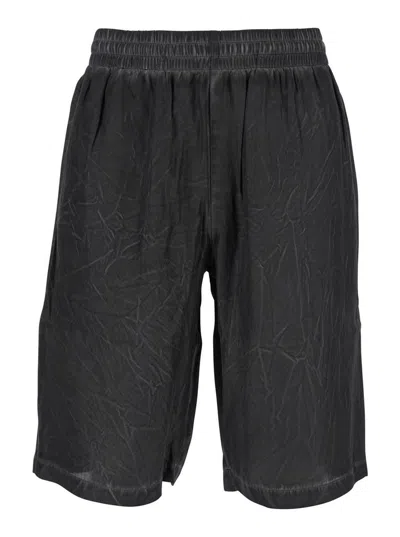 DIESEL 'LEON' BLACK BERMUDA PANTS WITH ELASTIC WAIST AND TWO REAR WELT POCKETS IN TECH FABRIC MAN