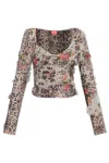 Diesel Sleeves Animal Print Floral Sheer Top