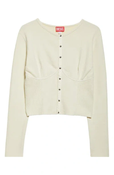 Diesel ® Lesta Crop Double Knit Cardigan In White/cloud
