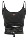 Diesel Denim-look Vest Top With Wrap Ties In Black