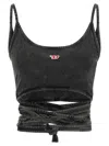 Diesel Denim-look Vest Top With Wrap Ties In Black