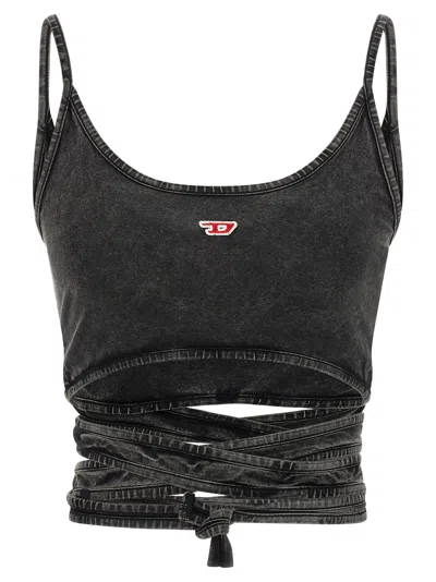 Diesel T-leya Stretch Cotton Top In Black