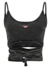Diesel Denim-look Vest Top With Wrap Ties In Black