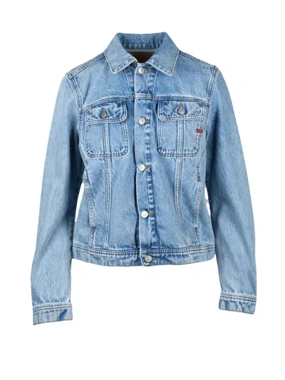 Diesel Light Blue Button-up Denim Jacket With Flap Pockets