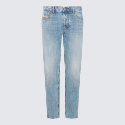 Diesel Light Blue Cotton Jeans In Stone Washed