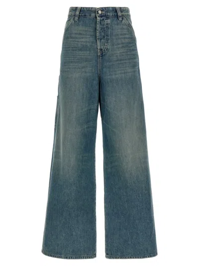 Diesel D-sire-w Used-effect Wide-leg Jeans In Blue