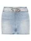 Diesel Light Blue De-flip-s Denim Miniskirt In Denim