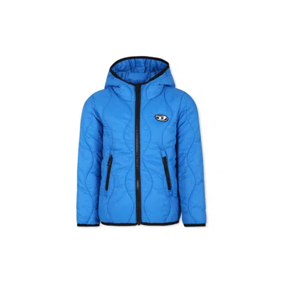 Diesel Kids' Light Blue Down Jacket For Boy With Logo