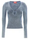 Diesel Light-blue M-teri Ribbed Top In Cotton In Light Blue
