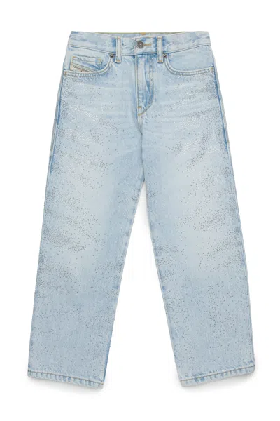 Diesel Kids' Light Boyfriend Jeans With Microstones In Blue