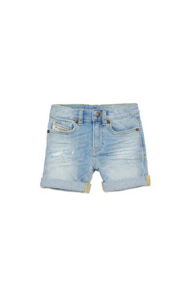 DIESEL LIGHT-COLOURED JEANS SHORTS WITH ABRASIONS
