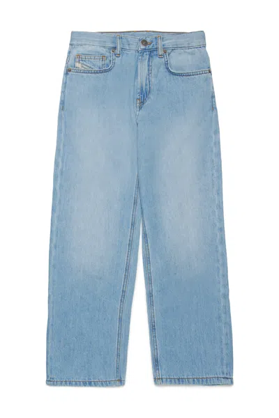 Diesel Kids' Light-coloured Straight Jeans With Maxi Patch In Blue