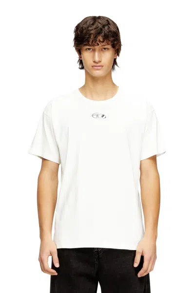Diesel Light Cotton T-shirt With Metallic Oval D Logo In White
