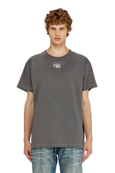 Diesel Light Cotton T-shirt With Metallic Oval D Logo In Green