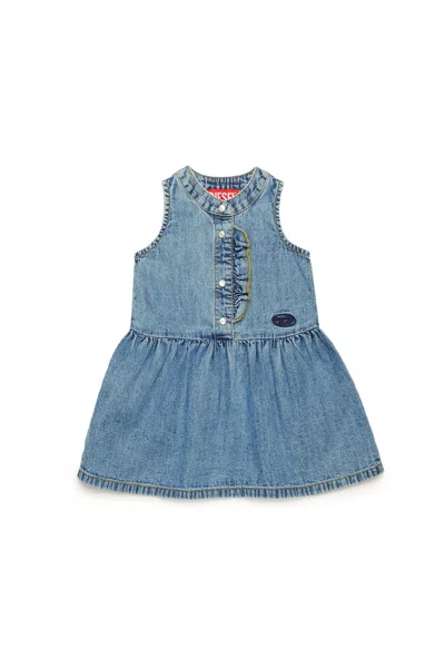 Diesel Abito In Denim Chiaro Con Logo Oval D In Blue